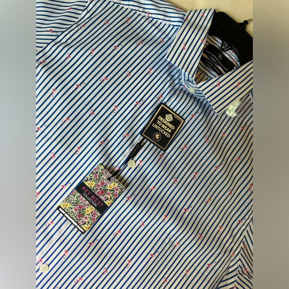 NEW Hart Schaffner Marx “Key West Collection” Striped Shirt men’s large NWT